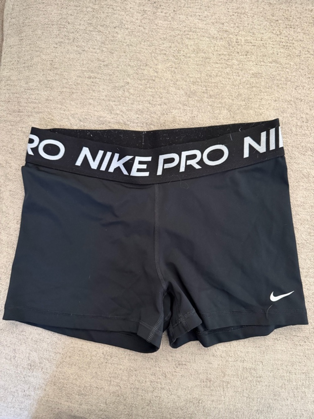 Nike Black Pro Compression Fitness Shorts with White Logo